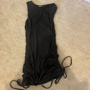 Black Ruched Sleeveless Dress